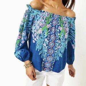 NWT Lilly Pulitzer Aimes Long Sleeve Off the Shoulder Top
